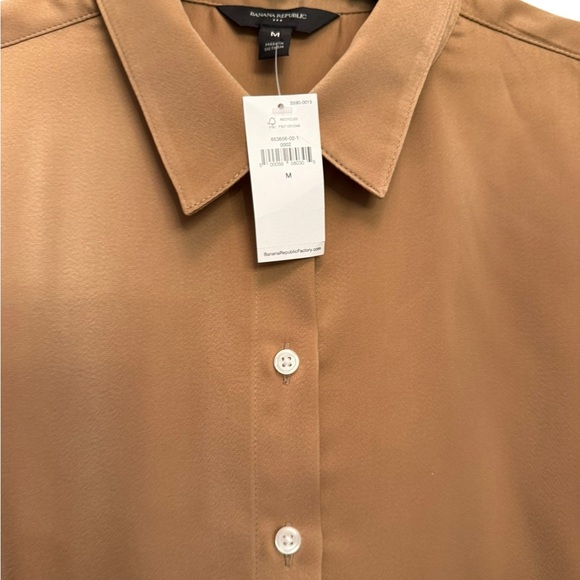 Women’s Camel Satin Dress Shirt - Picture 3 of 4